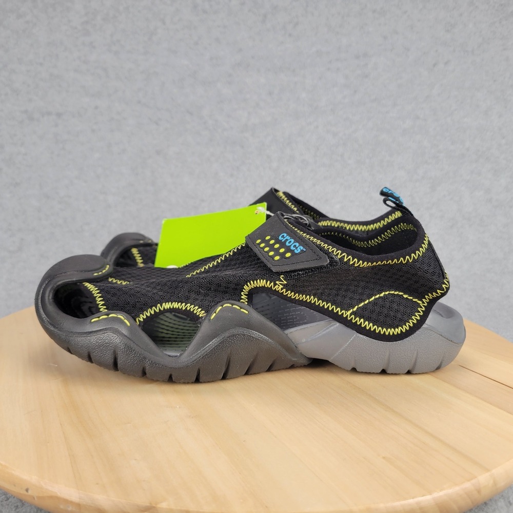 Crocs Swiftwater Mesh Deck Sandals Mens Black Water Shoes Size 7 NEW - Picture 2 of 11